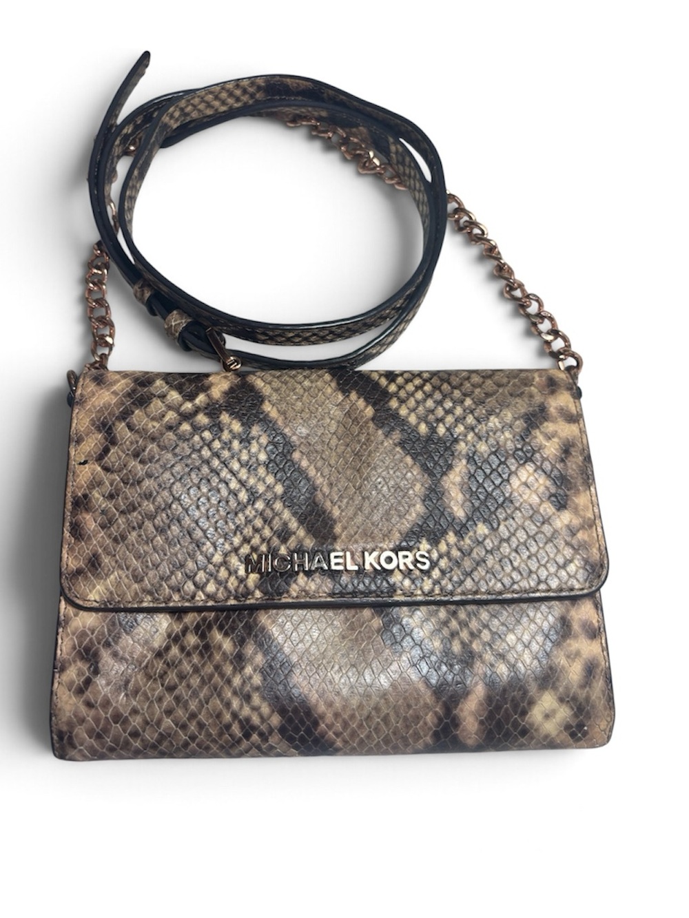 Michael Kors Bryant Small Snake Embossed Leather Crossbody